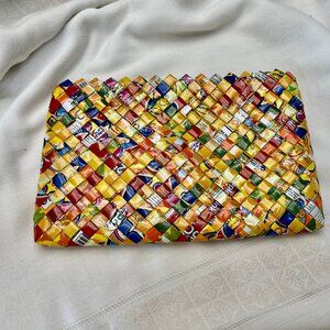 Fun - Sustainable Zippered Clutch Bag - Juice Box Fabric - New